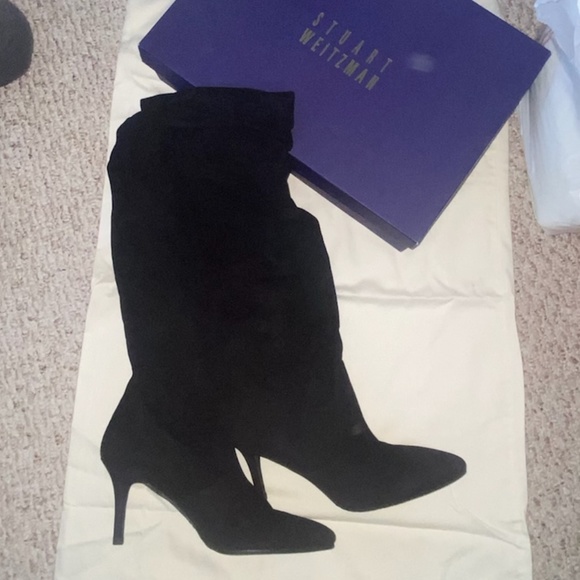 Stuart Weitzman Long Black Velvet Boots Size 8.5 - Picture 4 of 7